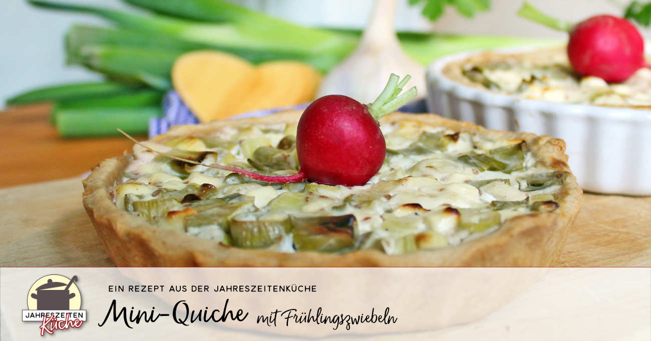 Quiche mit Frühlingszwiebeln und Radieschen