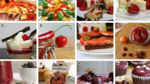 Collage aus mehrere Fotos, auf denen rote Sommergerichte zu sehen sind