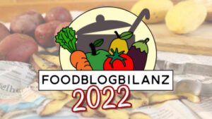 Schematische Darstellung eine Kochtopfs mit Gemüse davor. Darunter steht Foodblogbilanz 2022