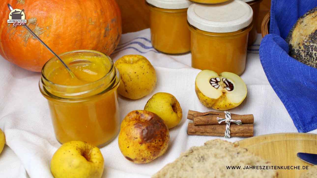 Kürbis-Zierquitten-Marmelade ohne Gelierzucker kochen