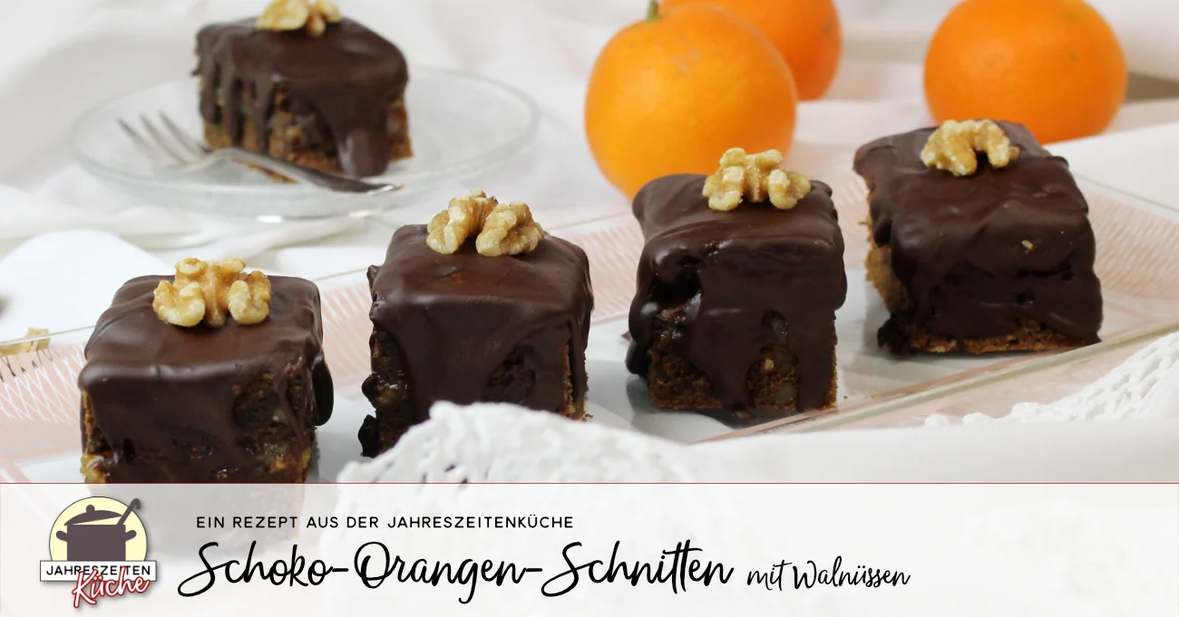 Schoko-Orangen-Schnitten mit Walnüssen